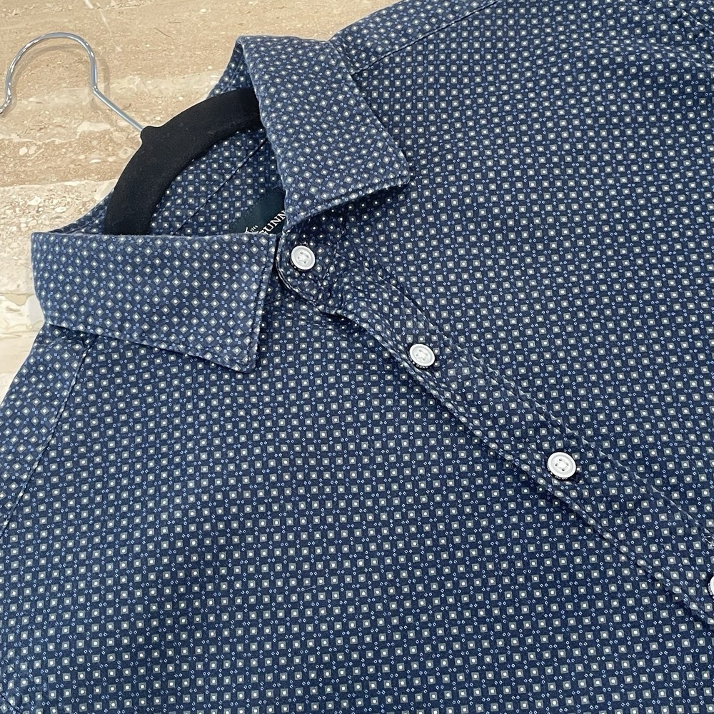 Rodd Gunn‎ Mens Shirt Blue Geometric Design Original Fit Cotton Button Up Medium